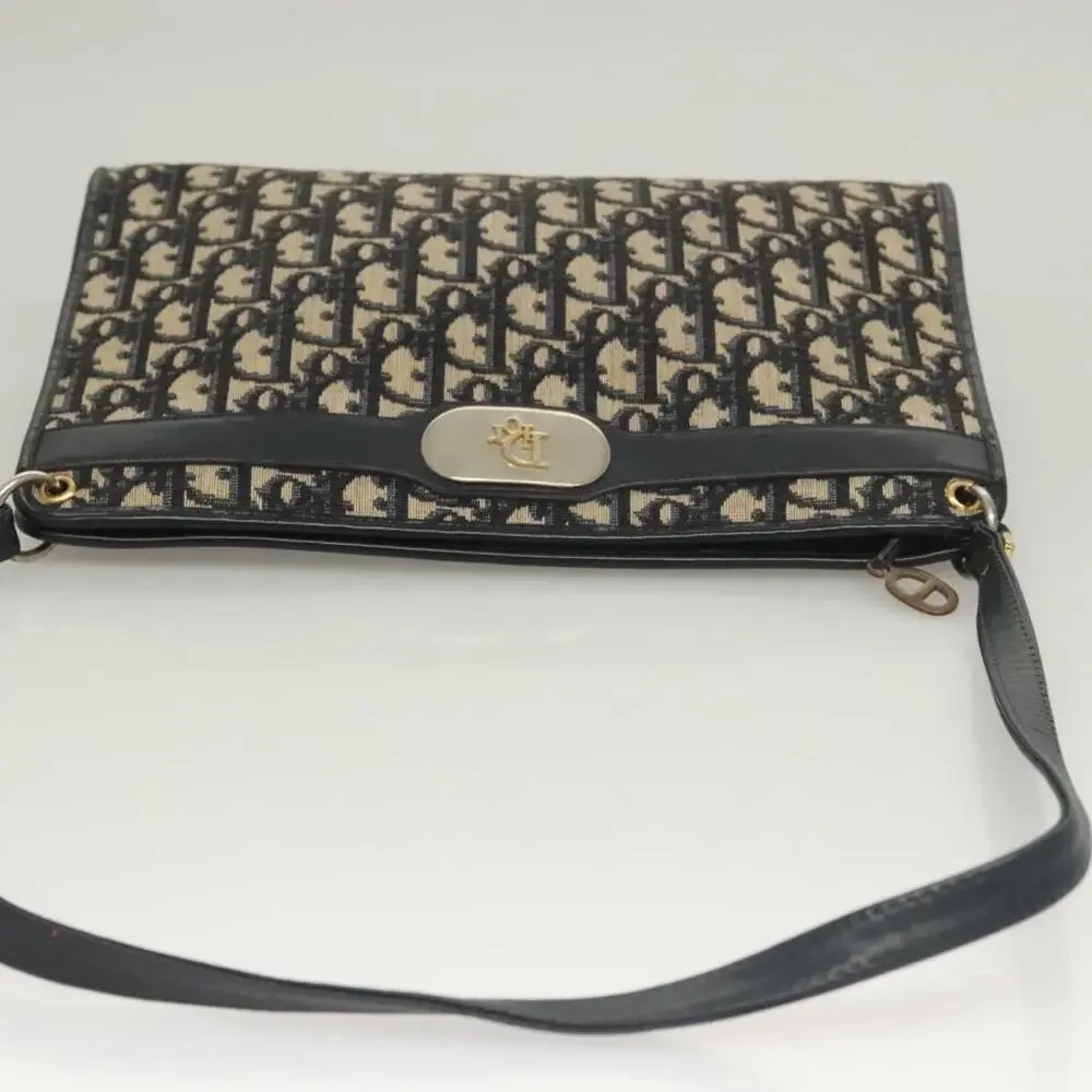 DIOR Trotter Canvas Shoulder Bag Navy Gold - Picture 6 of 12